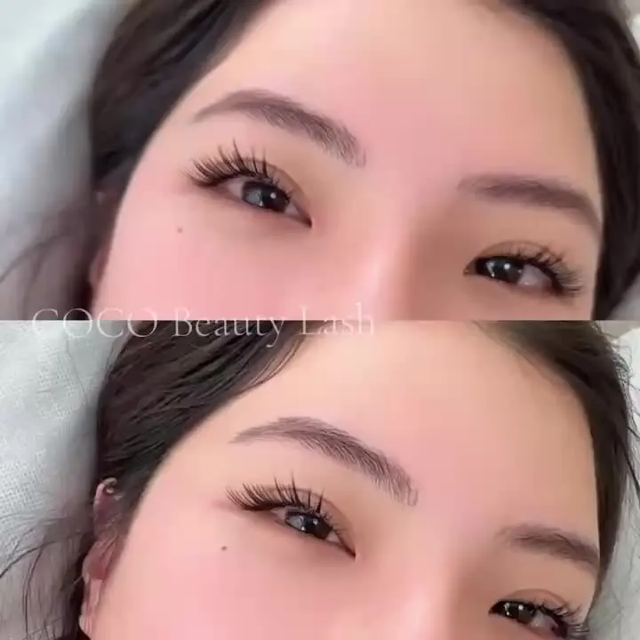 Lash extensions before and after at COCO Beauty Lash